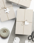 Beige Neutral Striped Holiday Wrapping Paper