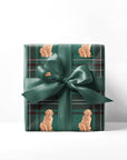 Golden Retriever Green Plaid Wrapping Paper