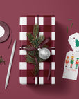 Burgundy Gingham Gift Wrap