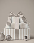 Beige Neutral Striped Holiday Wrapping Paper