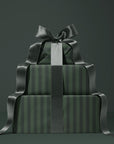 Dark Green Striped Holiday Wrapping Paper