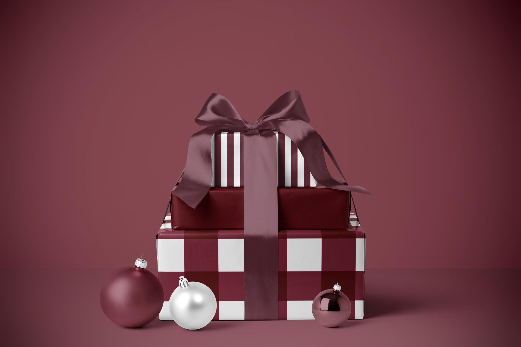 Burgundy Striped Wrapping Paper