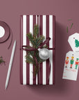 Burgundy Striped Wrapping Paper
