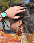 **Leather Teardrop Earrings in Brown Laredo 202c