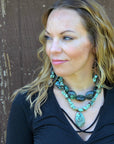 Chunky Turquoise Necklace w/ Natural Teardrop Pendant 249m
