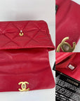 Chanel 19 Large Quilted Goatskin Silver and Gold Red Flap Bag