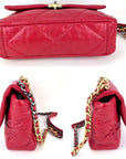 Chanel 19 Large Quilted Goatskin Silver and Gold Red Flap Bag