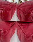 Chanel 19 Large Quilted Goatskin Silver and Gold Red Flap Bag