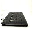 Bottega Veneta Black Leather Maxi Intreciato Document Case Wristlet Clutch Bag
