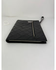 Bottega Veneta Black Leather Maxi Intreciato Document Case Wristlet Clutch Bag