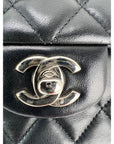 Chanel Quilted Lambskin Valentine Crystal Charms Medium Single Flap Black Bag