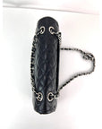 Chanel Quilted Lambskin Valentine Crystal Charms Medium Single Flap Black Bag