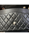 Chanel Quilted Lambskin Valentine Crystal Charms Medium Single Flap Black Bag