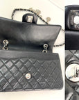 Chanel Quilted Lambskin Valentine Crystal Charms Medium Single Flap Black Bag