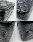 Chanel Quilted Lambskin Valentine Crystal Charms Medium Single Flap Black Bag