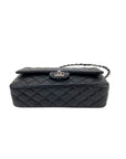 Chanel Quilted Lambskin Valentine Crystal Charms Medium Single Flap Black Bag
