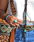 Turquoise Chunk on Cuff Ring  012o
