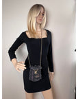 Chanel Denim Quilted Mood Mini Bucket With Chain Black