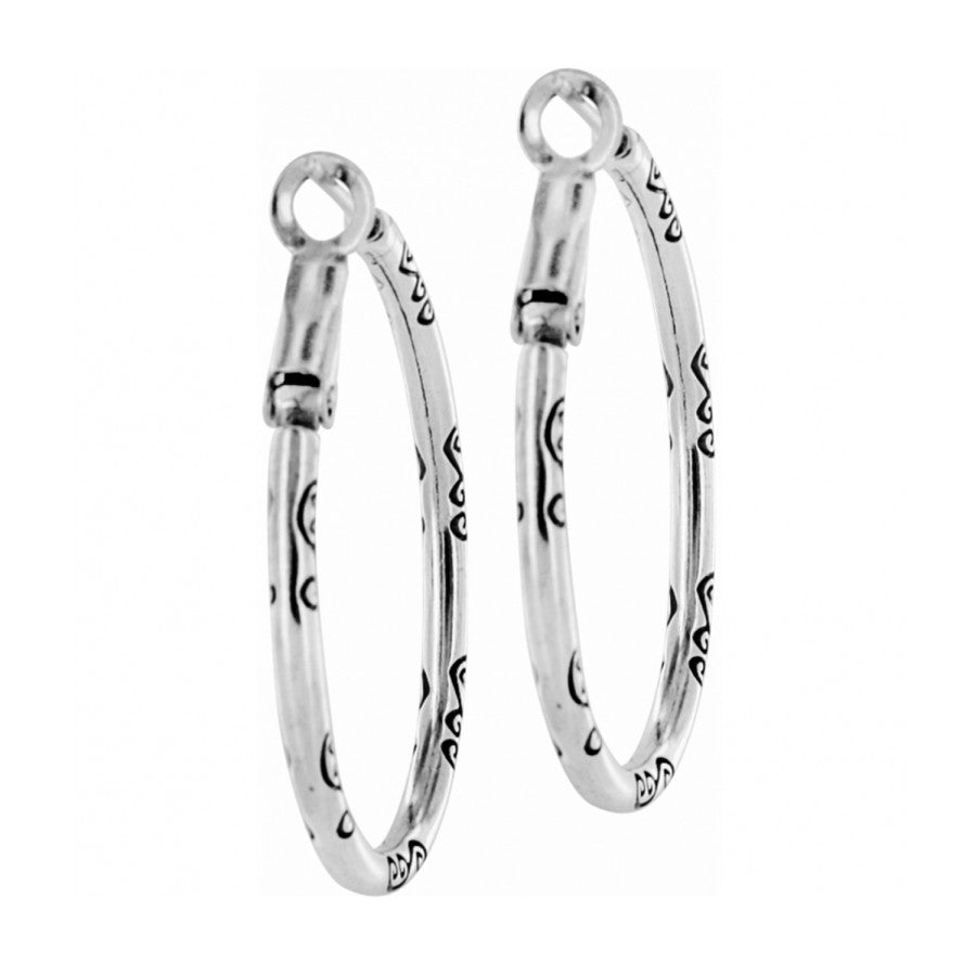 Silver Oval Hoop Charm Earrings