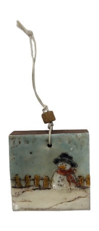 Trish McFerran Snowman Encaustic Art Ornament