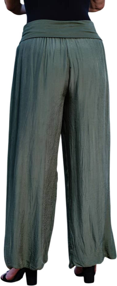 Tina Stephens Mercedes Foldover Waist Silk Pant PL203