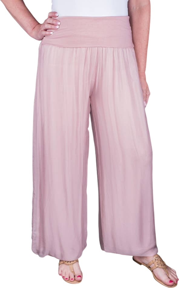 Tina Stephens Mercedes Foldover Waist Silk Pant PL203