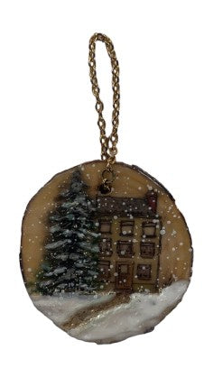 Trish McFerran Winter House Encaustic Art Ornament