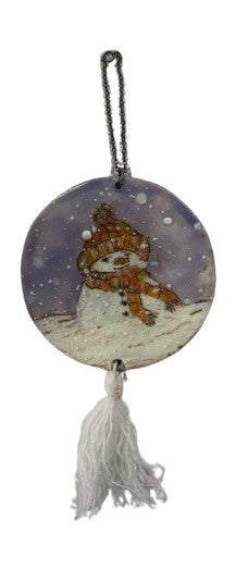 Trish McFerran Snowman Encaustic Art Ornament