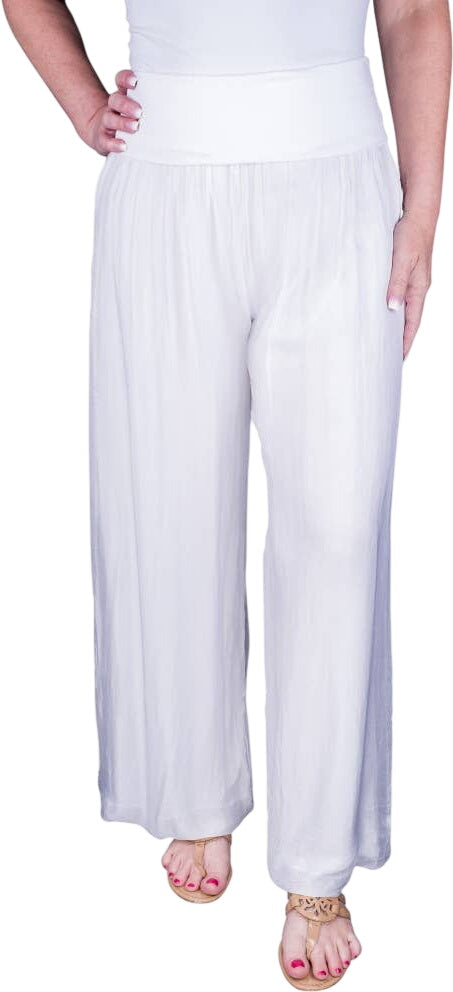 Tina Stephens Mercedes Foldover Waist Silk Pant PL203