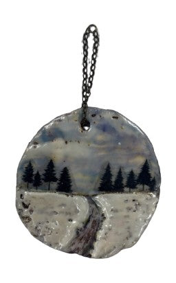 Trish McFerran Winter Path Encaustic Art Ornament