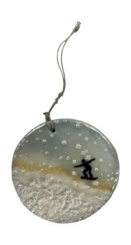 Trish McFerran Snowboarder Encaustic Art Ornament
