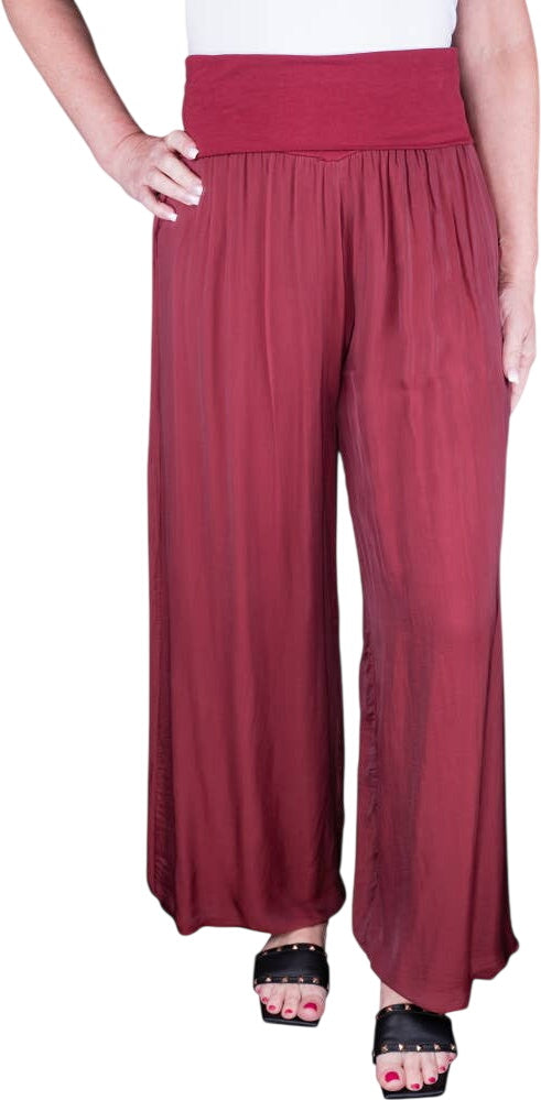 Tina Stephens Mercedes Foldover Waist Silk Pant PL203