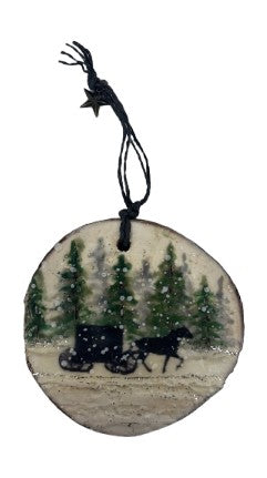 Trish McFerran Horse and Buggy Encaustic Art Ornament
