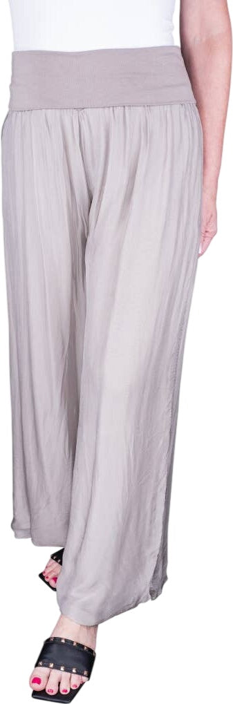 Tina Stephens Mercedes Foldover Waist Silk Pant PL203