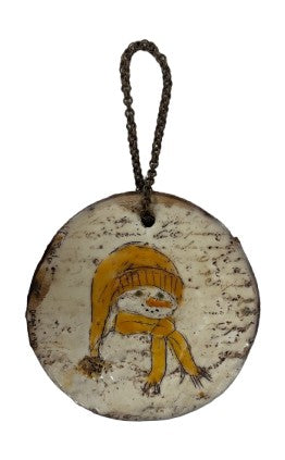 Trish McFerran Snowman Encaustic Art Ornament