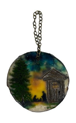 Trish McFerran Cabin Encaustic Art Ornament