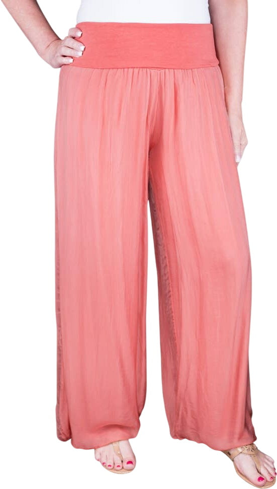 Tina Stephens Mercedes Foldover Waist Silk Pant PL203