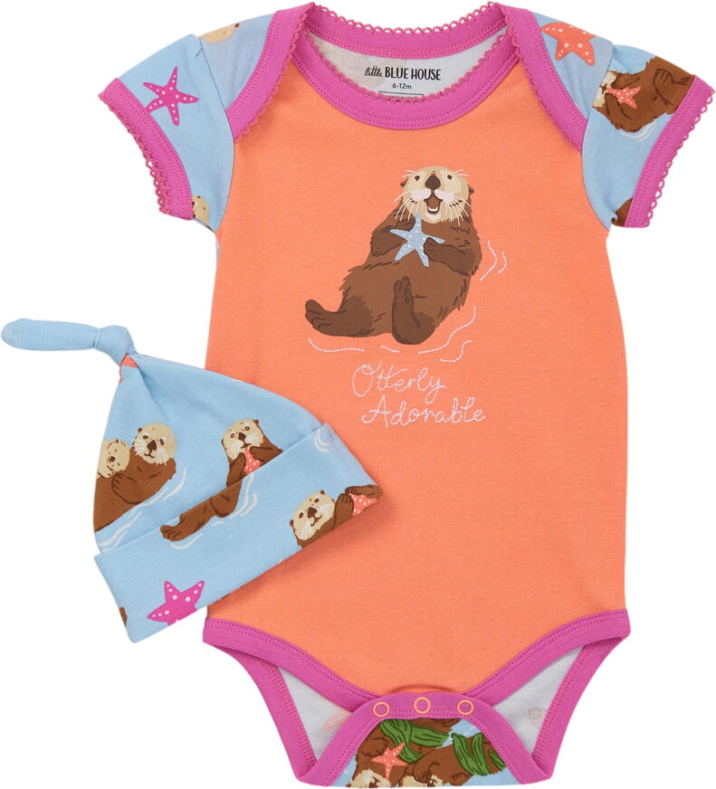 Hatley Happy Otters Bodysuit &amp; Hat