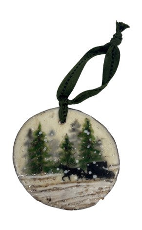 Trish McFerran Encaustic Horse &amp; Buggy Art Ornament 450-1