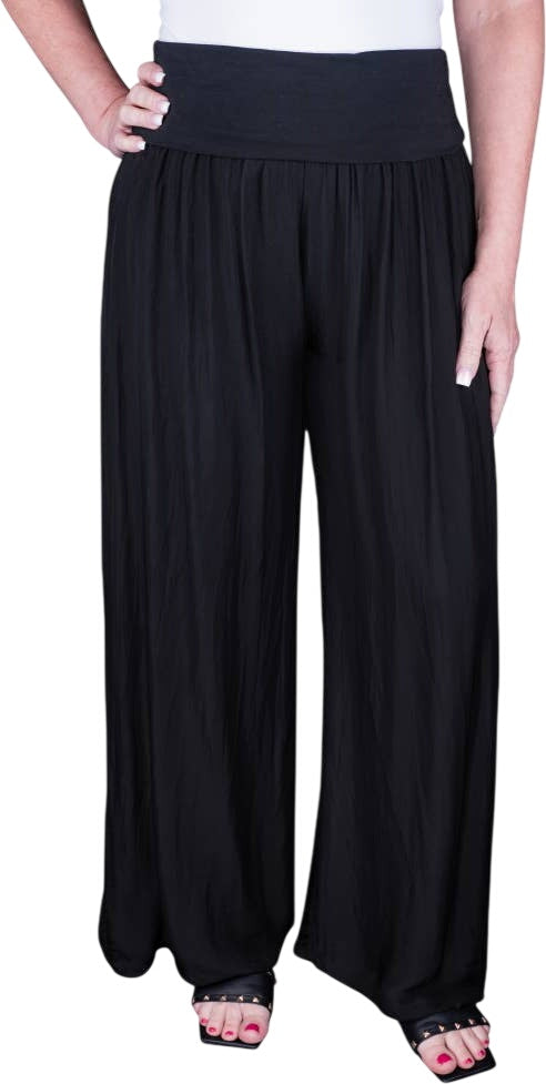 Tina Stephens Mercedes Foldover Waist Silk Pant PL203