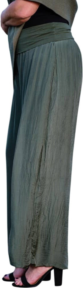 Tina Stephens Mercedes Foldover Waist Silk Pant PL203