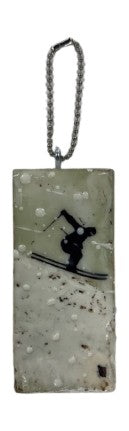 Trish McFerran Skier Encaustic Art Ornament