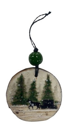 Trish McFerran Horse and Buggy Encaustic Art Ornament