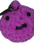 Crochet Puffer Fish Stress Ball Keychain - Purple Smiley Face