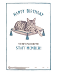 Happy Birthday Favorite Staff Member Cat Card