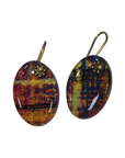 Handmade Fabric & Resin Oval Drop Earrings by Julie Treiman