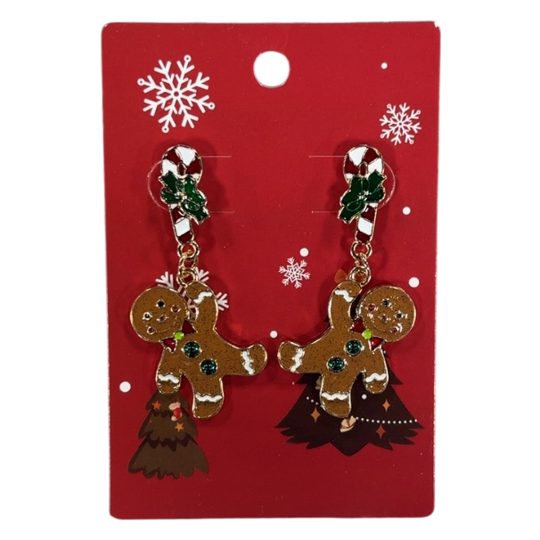 Christmas Gingerbread Man Dangle Earrings