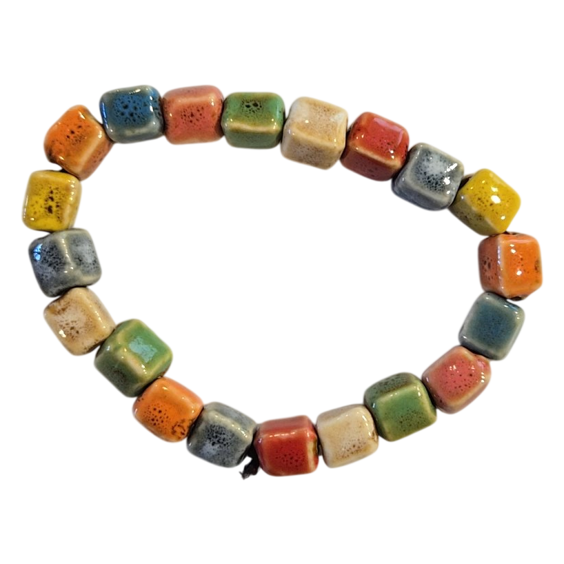 Multicolor Square Ceramic Bead Stretch Bracelet