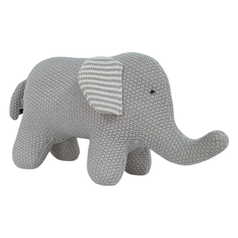Grey Knit Elephant Stuffed Animal Plush Toy