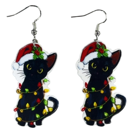 Santa Cat Earrings